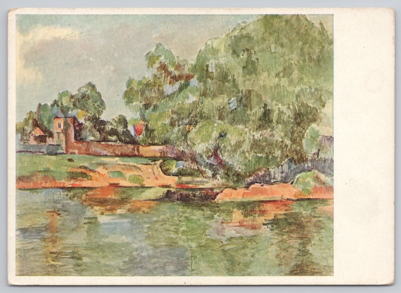 Gelsenkirchen Germany, By the Riverside Painting Paul Cezanne, Vintage Postcard