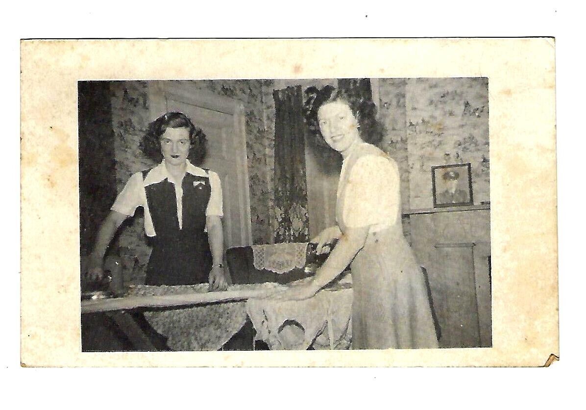 c1945 RPPC Postcard 2 Woman Iroing Every Monday Night Unposted