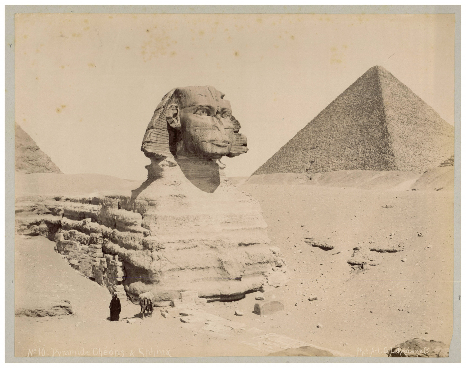 Egypt, Pyramid Cheops and the Sphinx, Photo. Art. Vintage Lékégian print, T