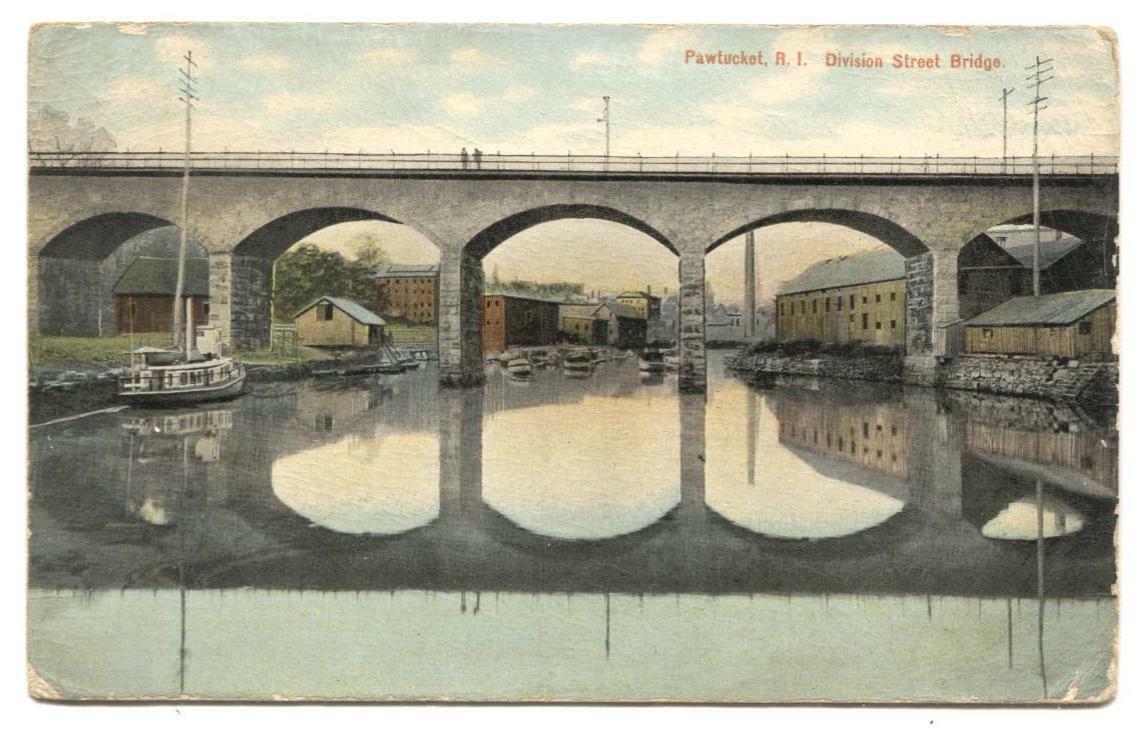 Postcard Division Street Bridge Pawtucket RI Rhode Island 