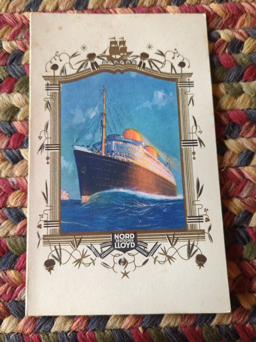 Rare Vintage 1930 Nord Dutscher Lloyd Cruise Ship Food Table Menu 