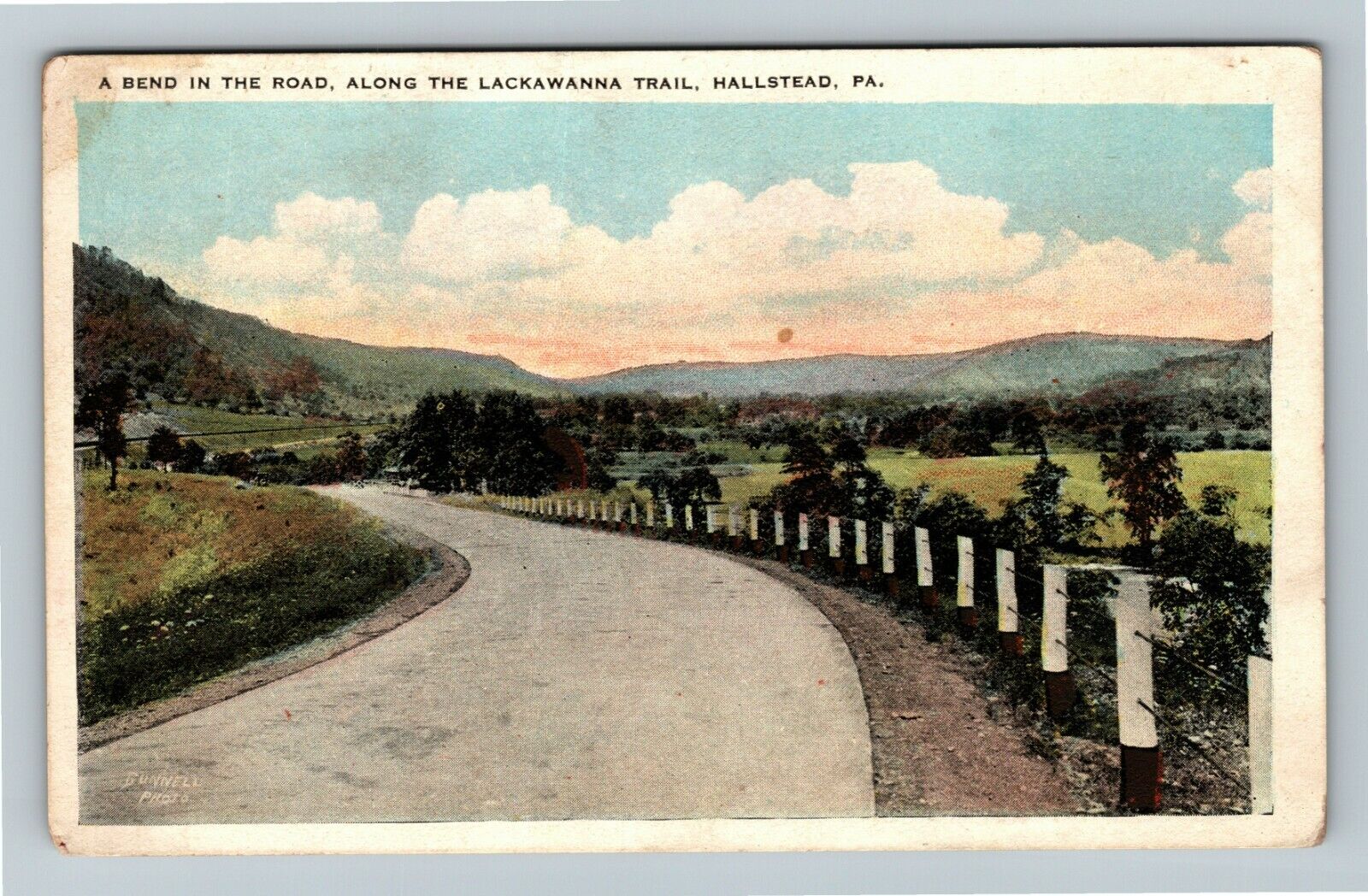 Hallstead PA-Pennsylvania, Bend In The Road, Trail, Vintage Postcard