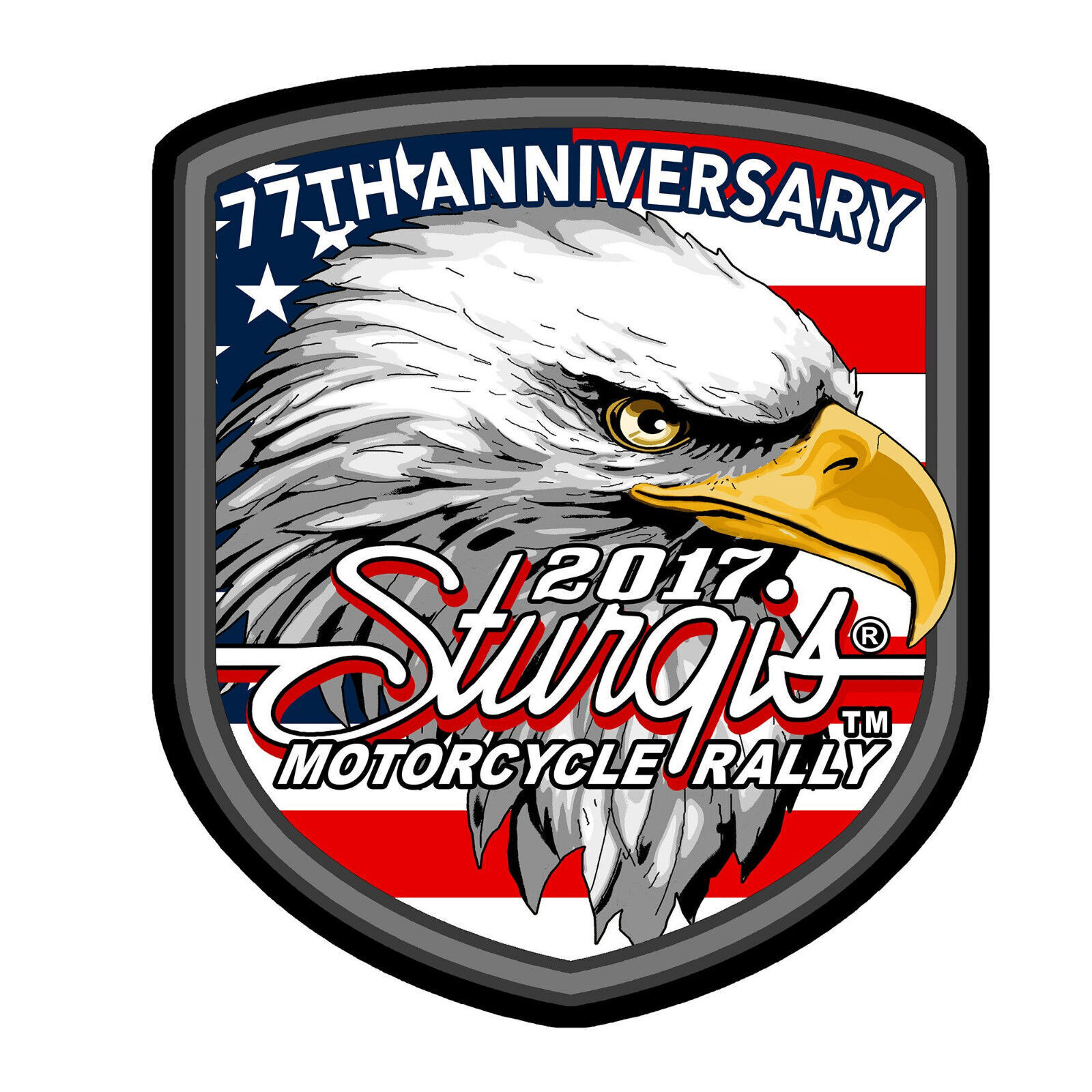 2017 STURGIS RALLY 77th Anniversary Eagle Flag Shield BIKER PATCH