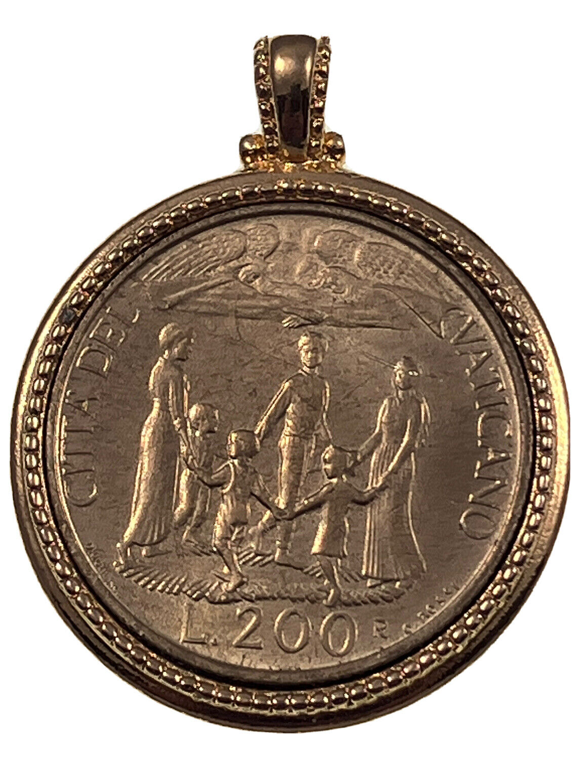 Vintage Religious Catholic Medal Cita’ Del Vaticano Gold Tone