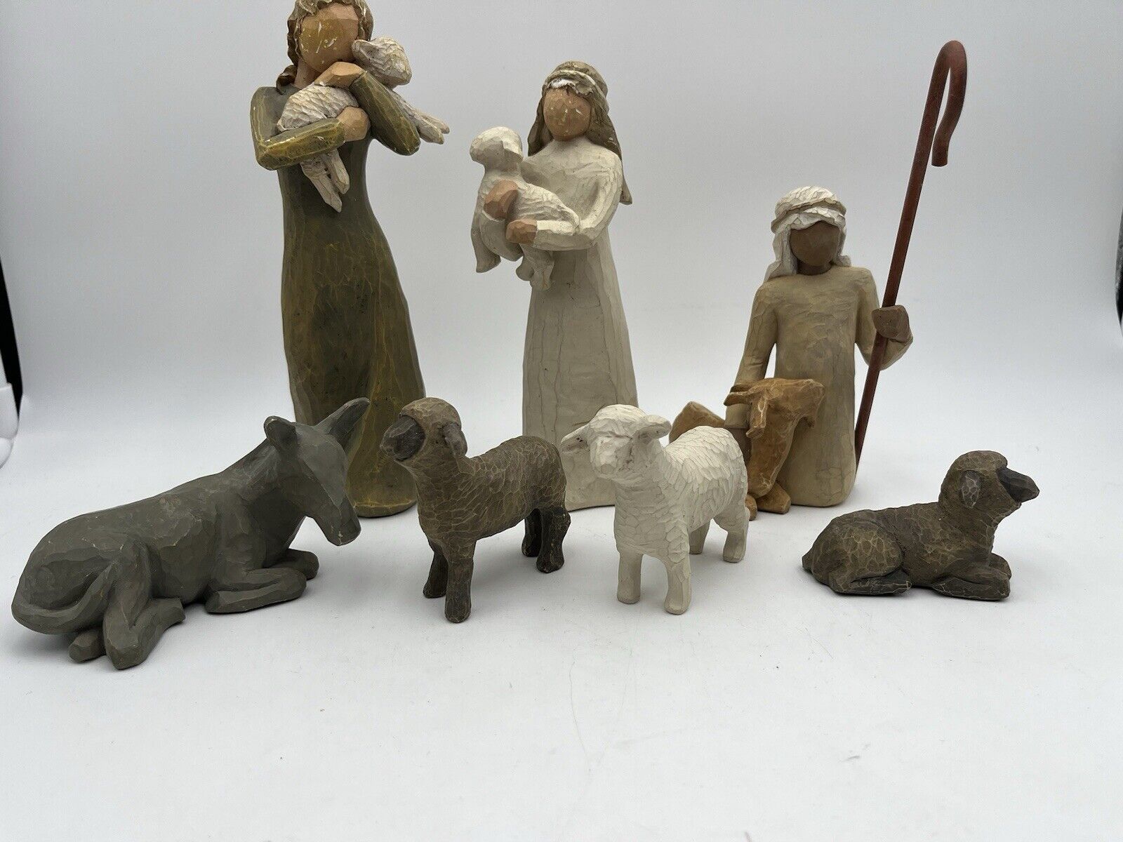 Lot Of 7 Willow Tree Shepherd & Stable Animals & Nativity Pieces See Details