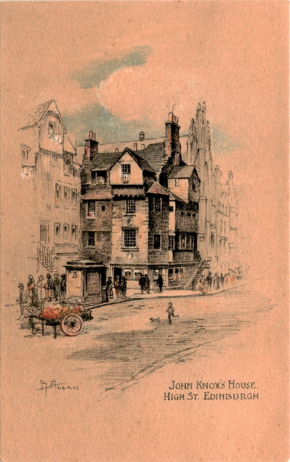 John Knox's House, High Street, Edinburgh, museum, relics, domestic Postcard