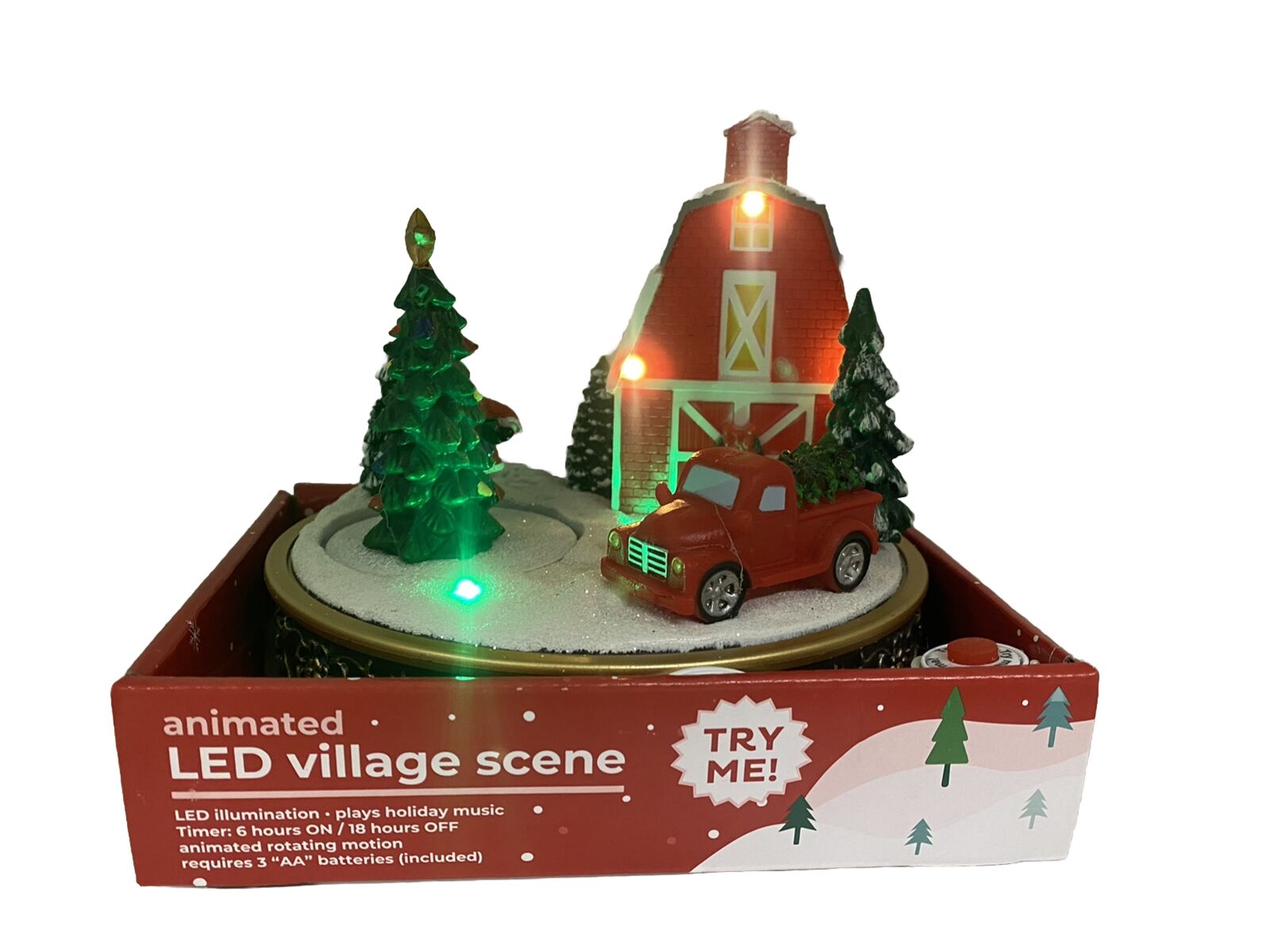 Christmas Animated LED Musical Santa’s Barn Village Scene W/Timer Decoration