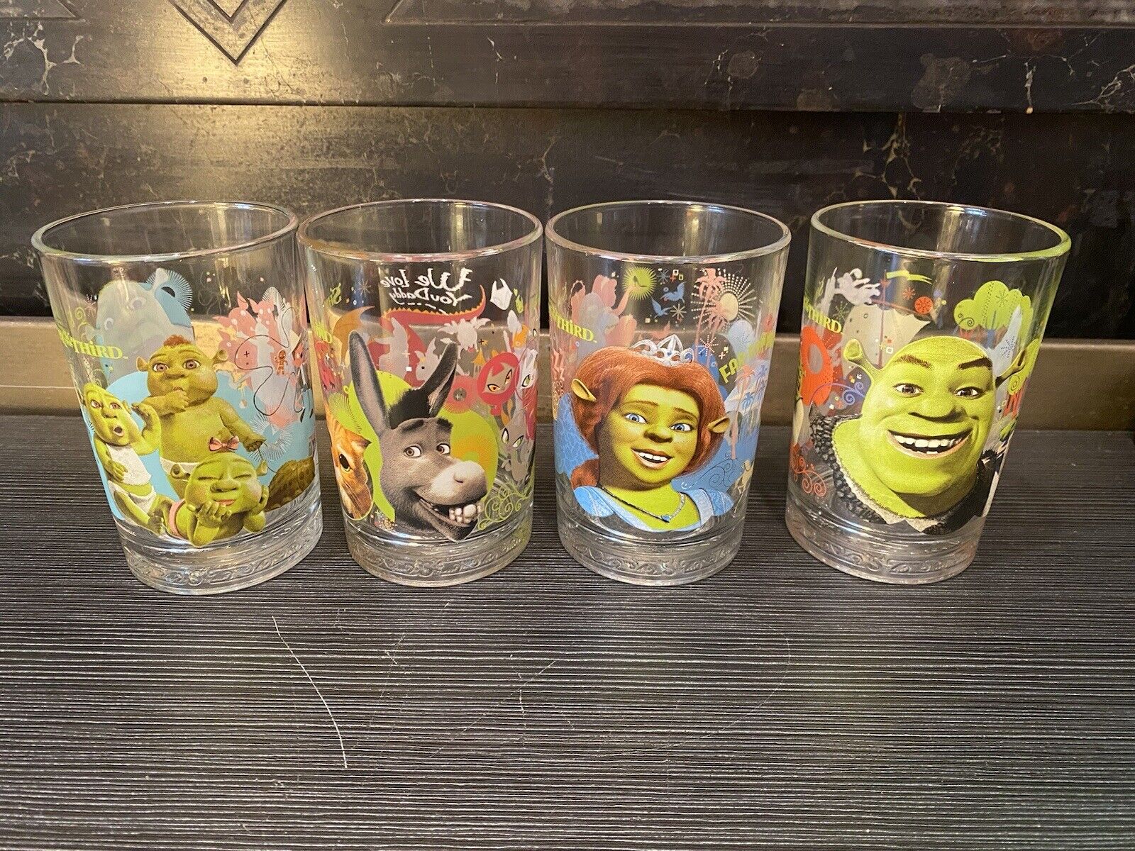 McDonalds Dreamworks 2007 Shrek the Third Collectors Glasses-Set of 4-Nice Set