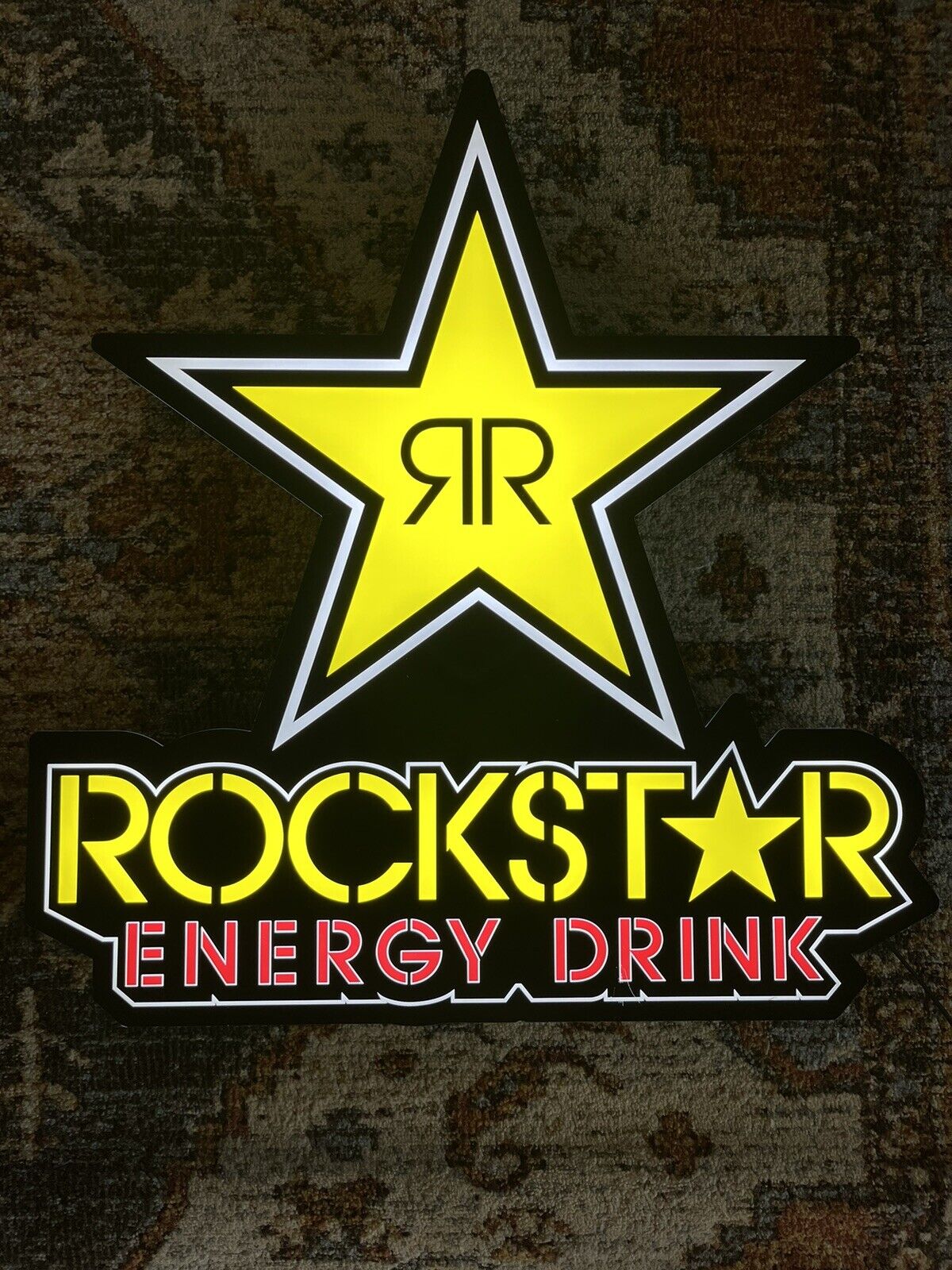 Rockstar Energy Drink Light Sign 30”x29.5”x3.5”/ Tested Working/ Excellent