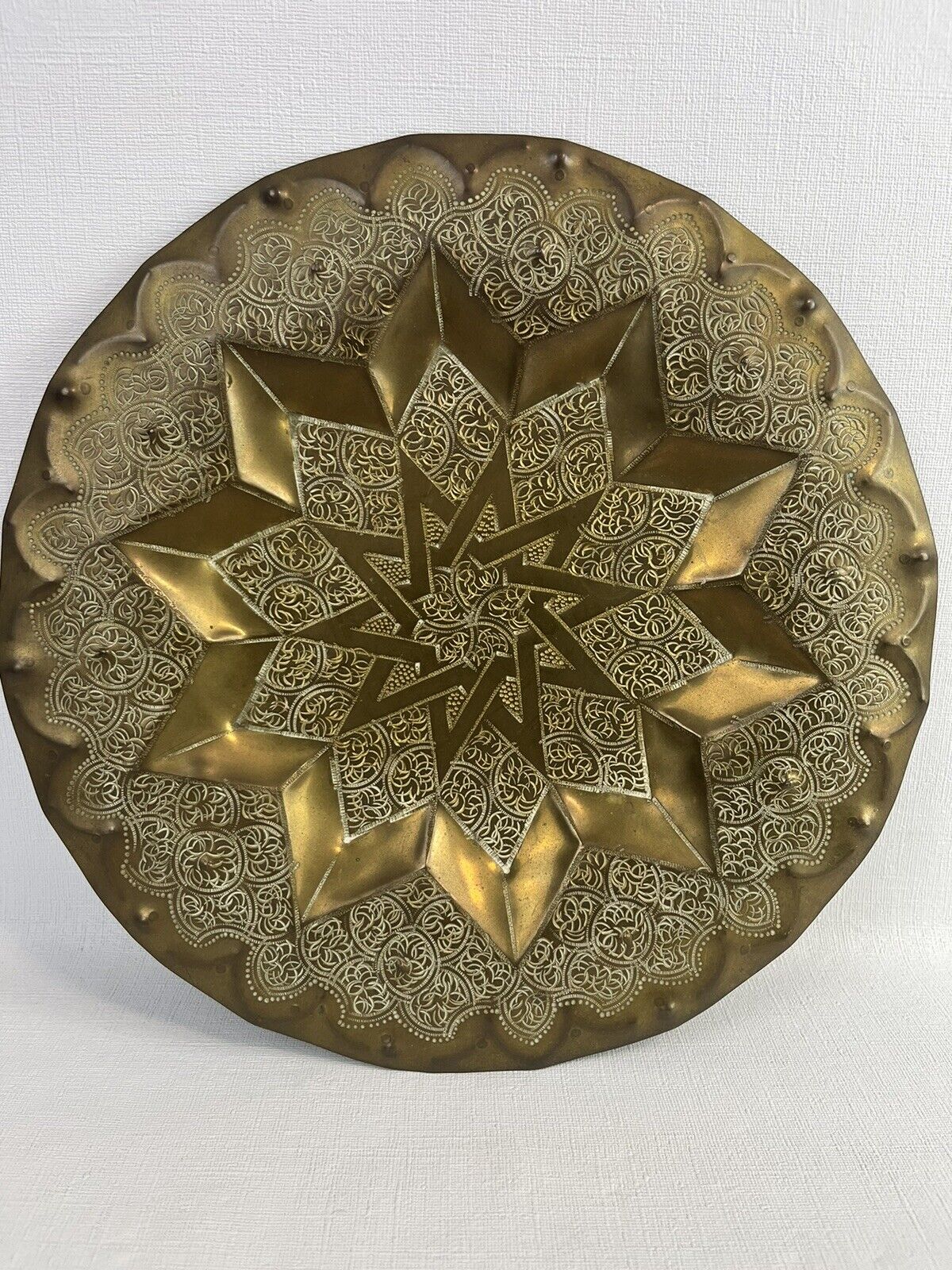 Vintage Ornate Brass Wall Hanging Plate 10\