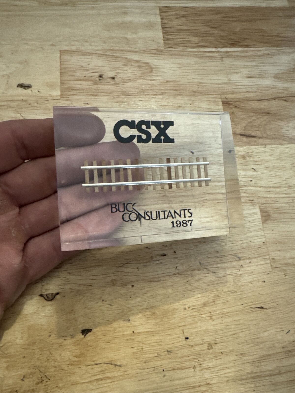 CSX Railroad Paperweight Train Collector Railway Lucite Tracks Vintage 1987 GIFT