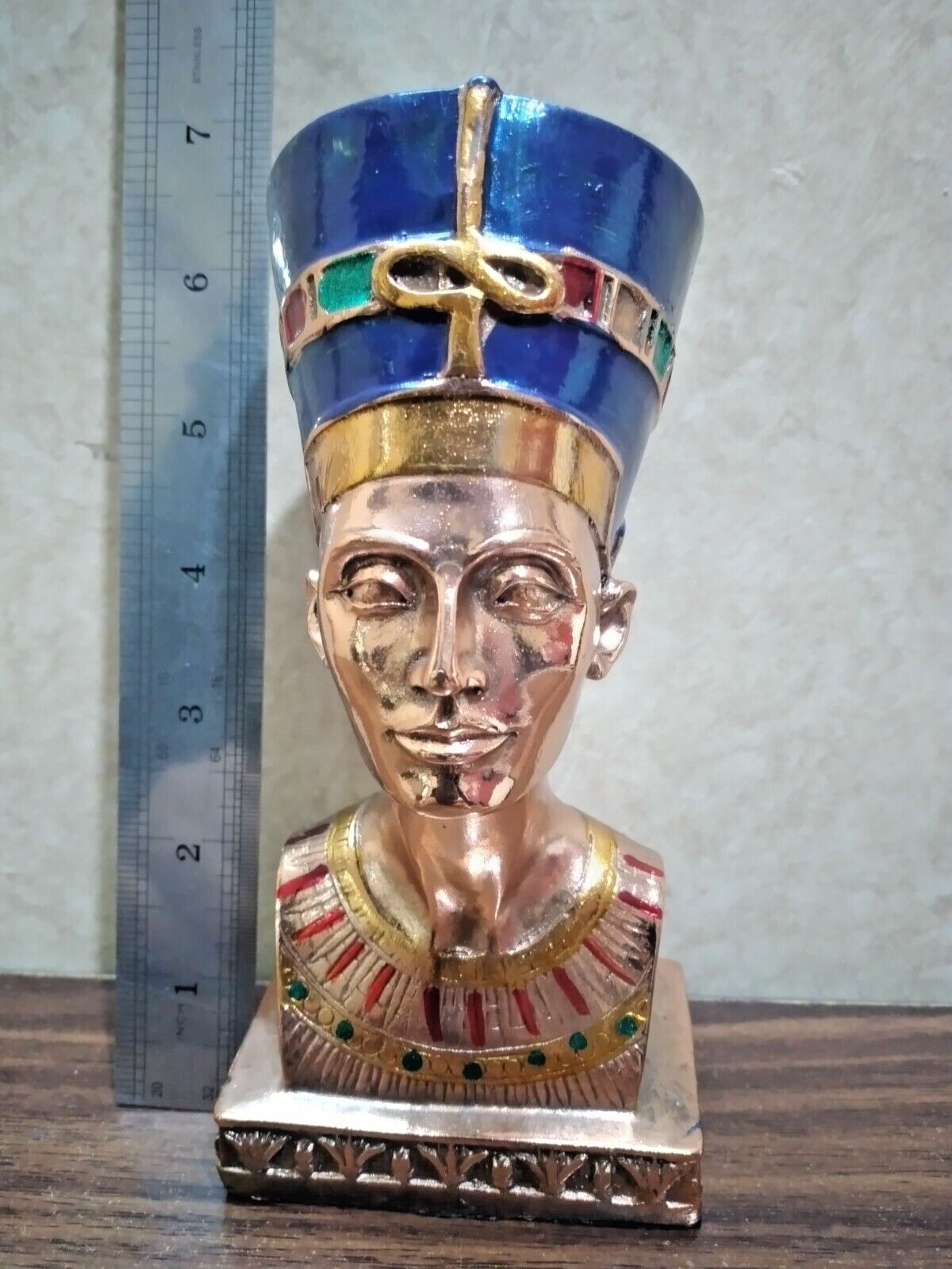 7inch UNIQUE ANCIENT EGYPTIAN Statue Queen Nefertiti Headed bust Luxury painting