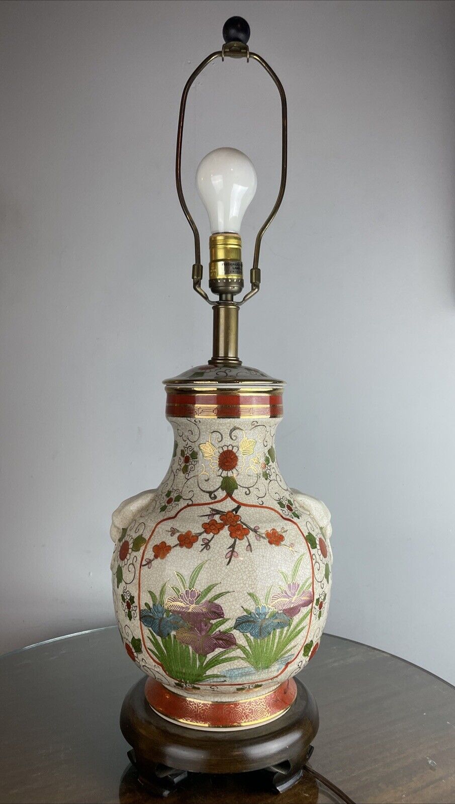 Vintage Frederick Cooper Asian Table Lamp Red Gold Chinoiserie Ginger Jar Lamp