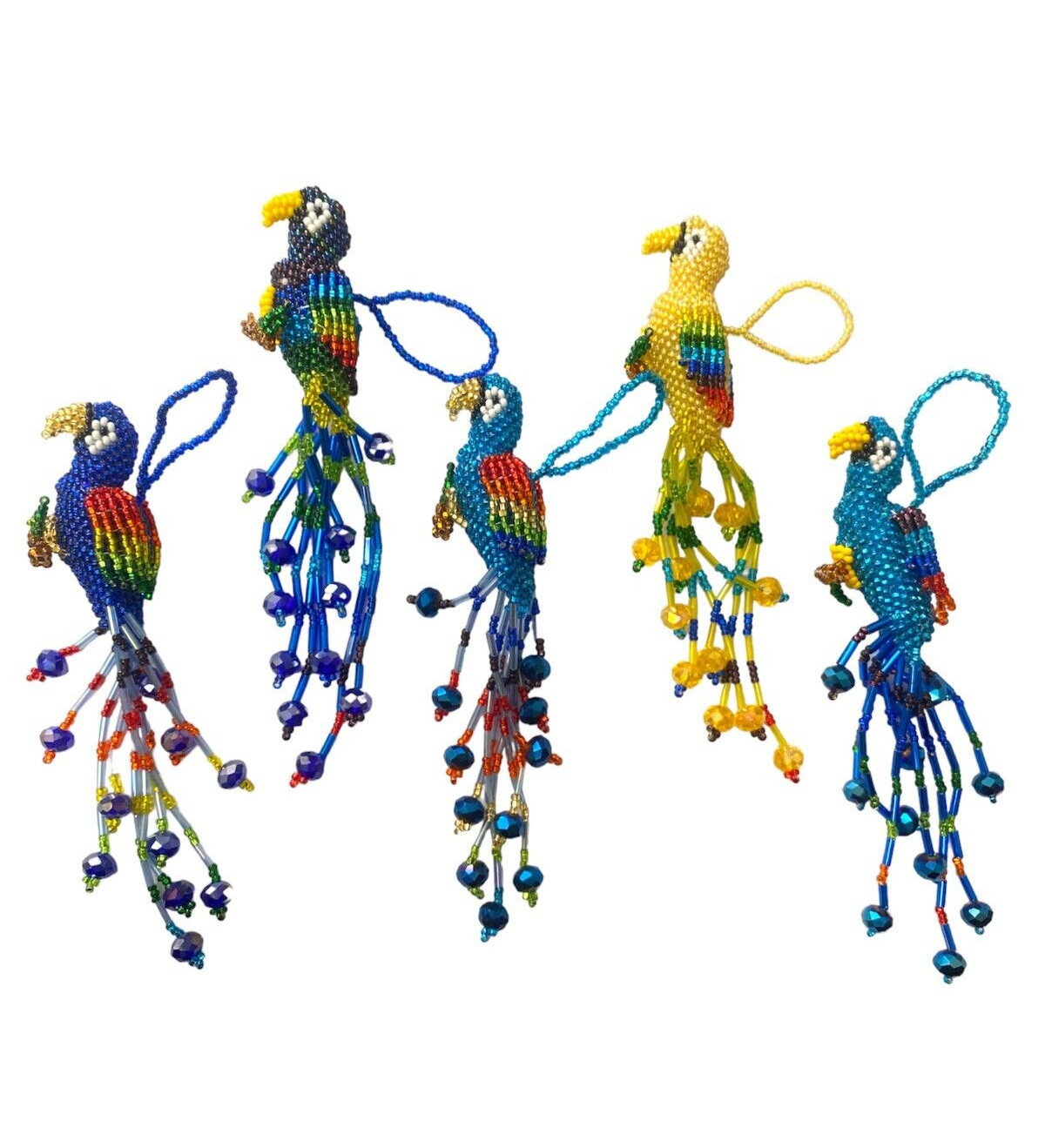 5 PIECE  BEADED PARROT  , HAND MADE IN MEXICO , 5\