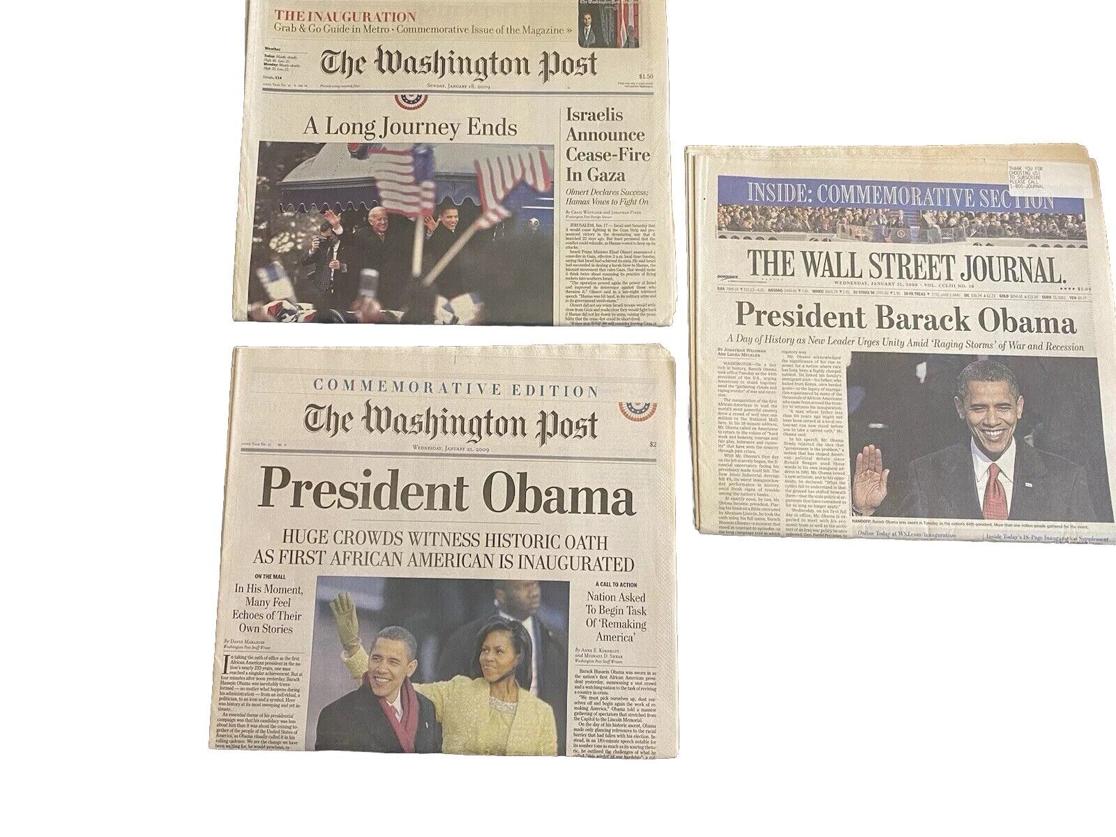  2009 Barack Obama & Joe Biden Inauguration Newspapers - Commemorative Editions 