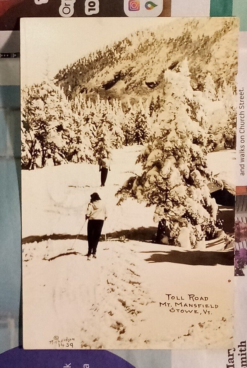 Toll Road Mt Mansfield Stowe Vermont Richardson RPPC Postcard Octagon 1944