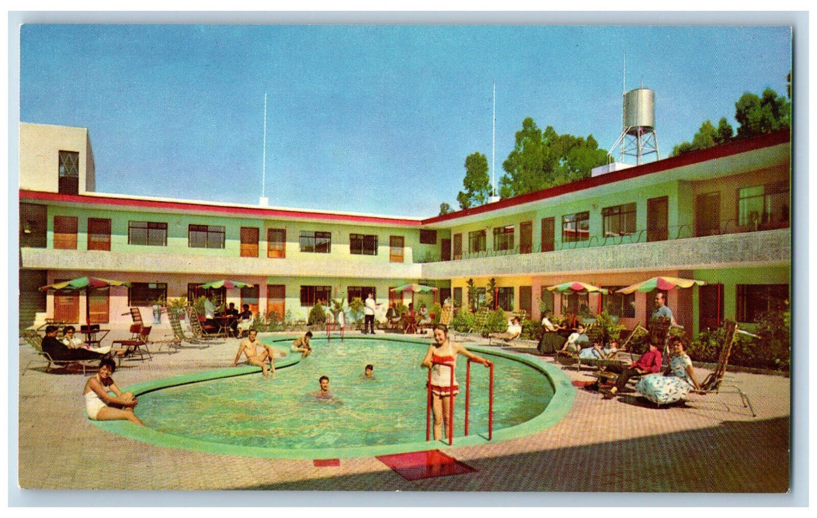 Guadalajara Jalisco Mexico Postcard Motel Chapalita Pool Restaurant-Bar c1950's
