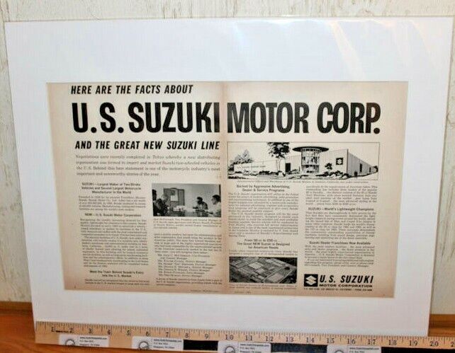 1964 Suzuki Motor Corporation / Factory - 16 x 20 Matted Vintage Motorcycle Ad