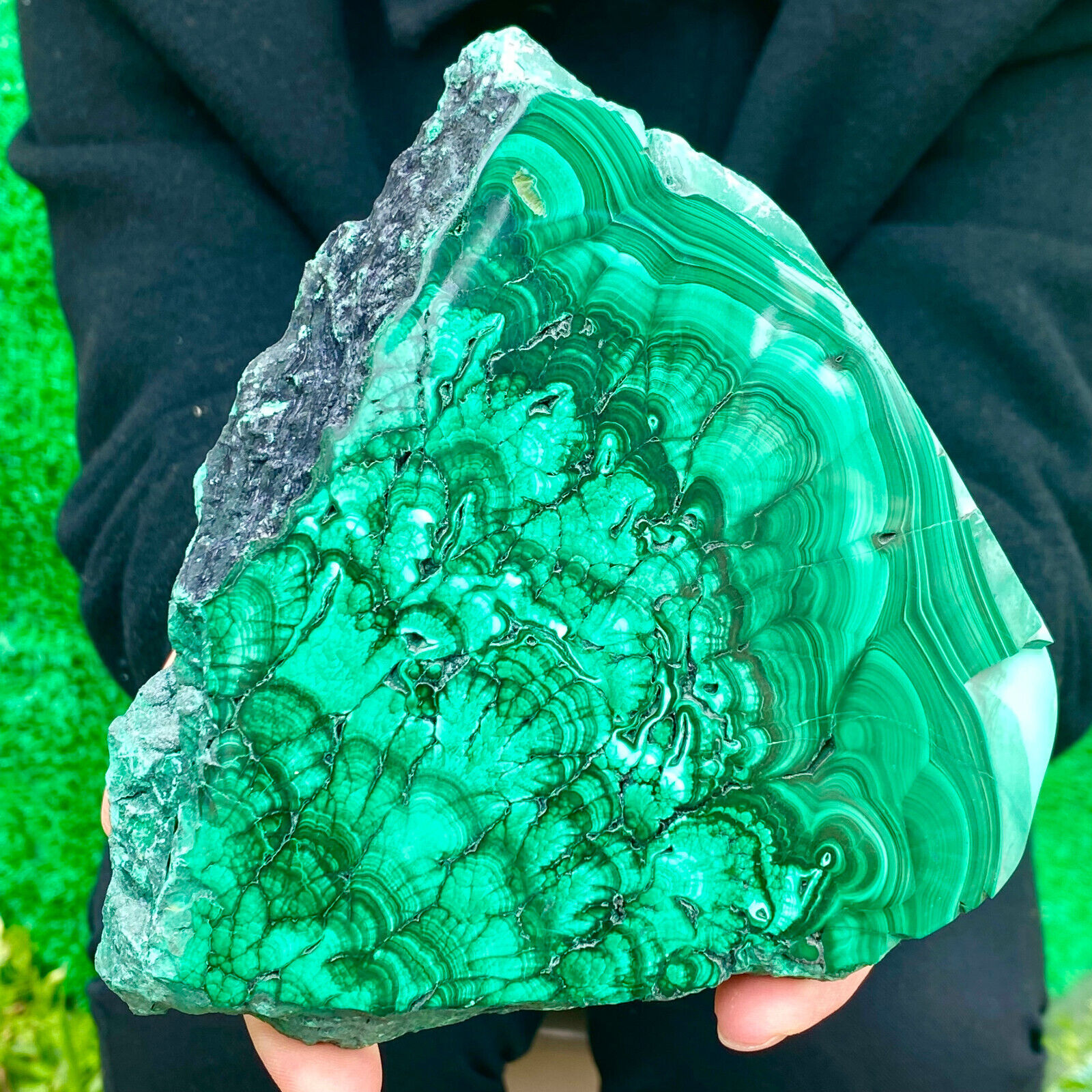 1.6LB Natural Green Malachite Crystal Flaky Pattern Ore Specimen Quartz Healing