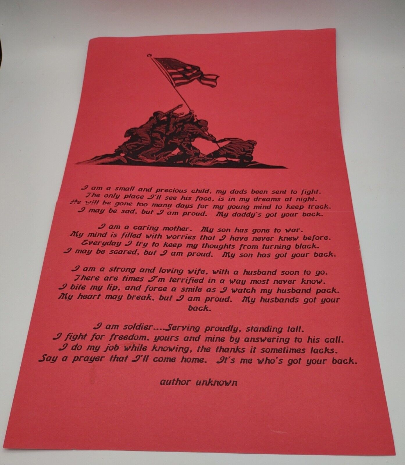 Vintage memorabilia war poem. 1960\'s small child. My dad\'s been sent to fight