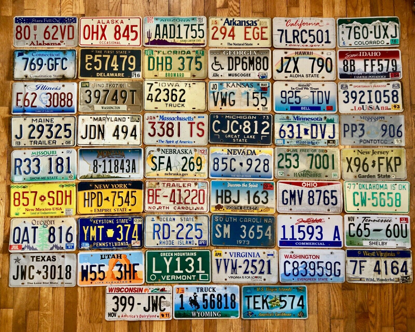 50 State Set of License Plates Plus a USVI Plate in Craft Condition