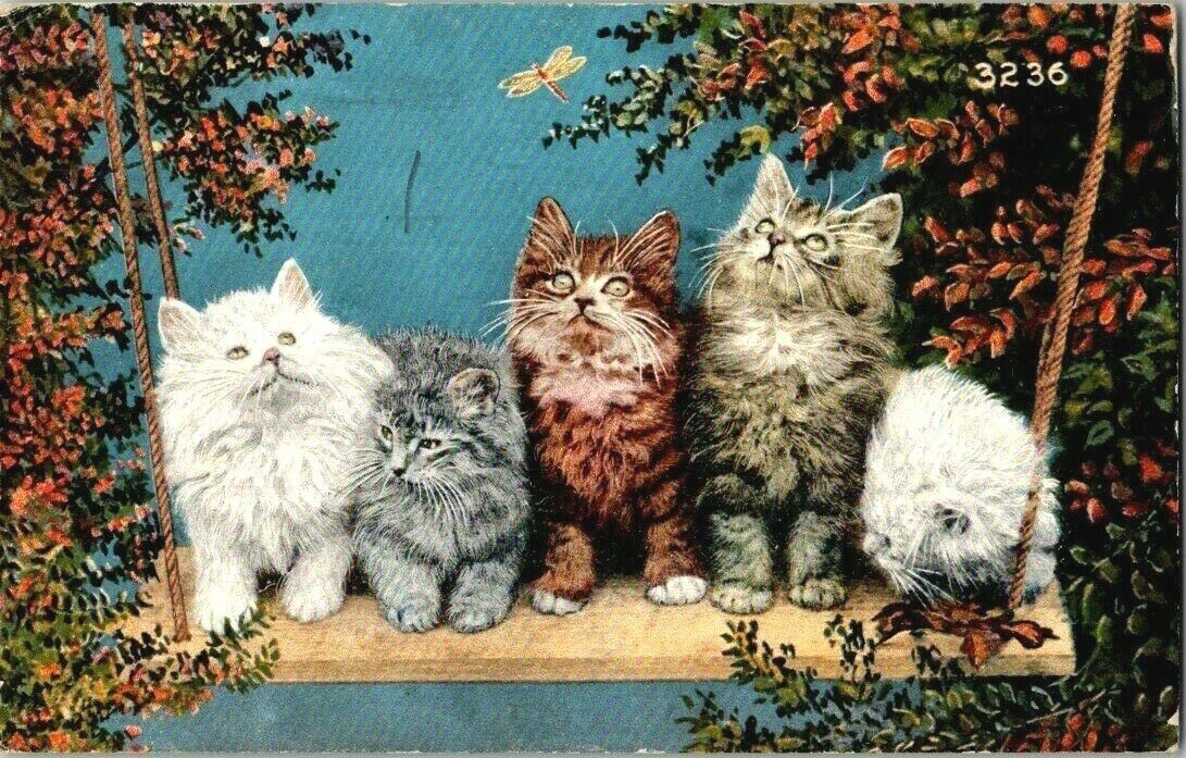 1913. CATS ON A SWING. POSTCARD t6