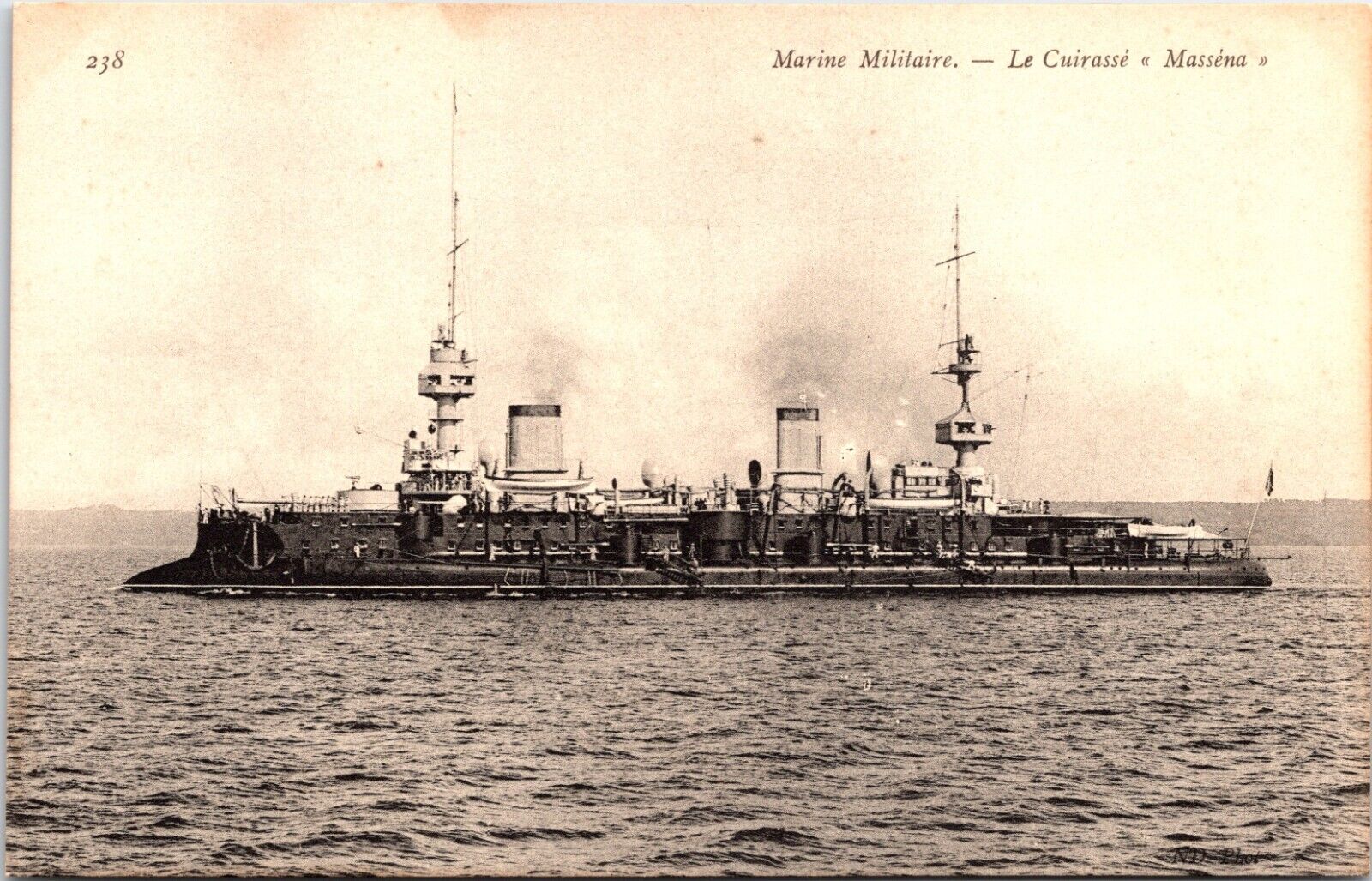 RPPC Postcard- French Battleship Massena