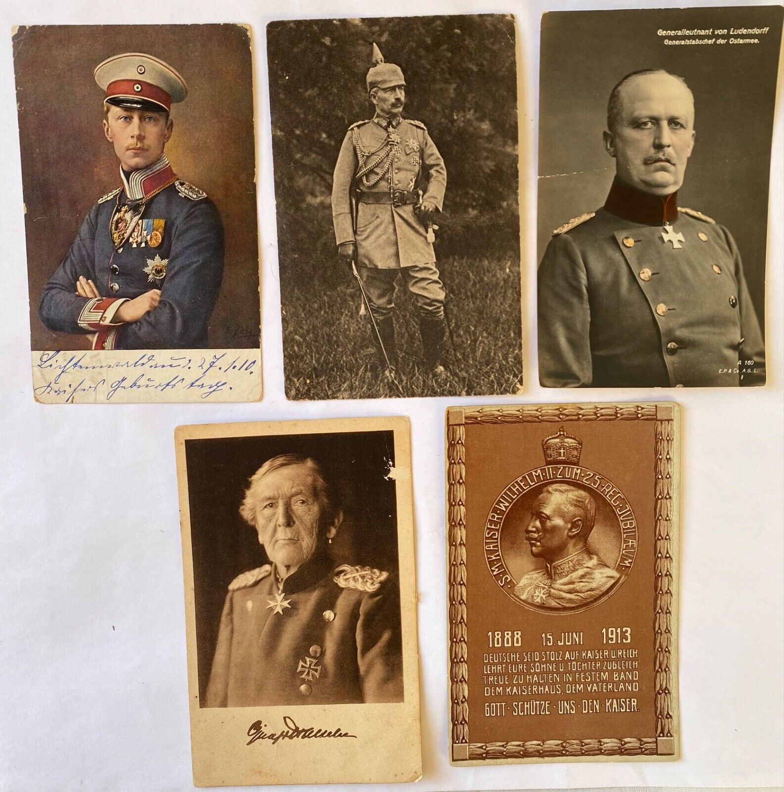 Lot of 5 postcards. Military characters in War. Red Cross. Münsterberg. Kaiser .
