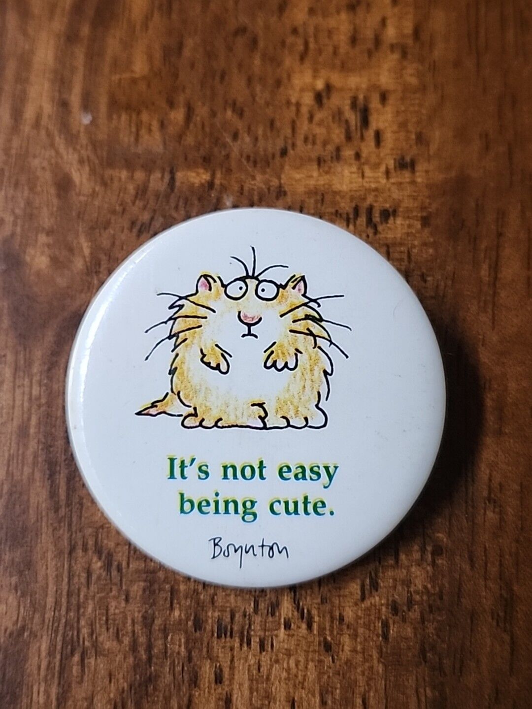 90s”It’s Not Easy Being Cute” VINTAGE SANDRA BOYNTON KITTY PIN PINBACK Funny Cat