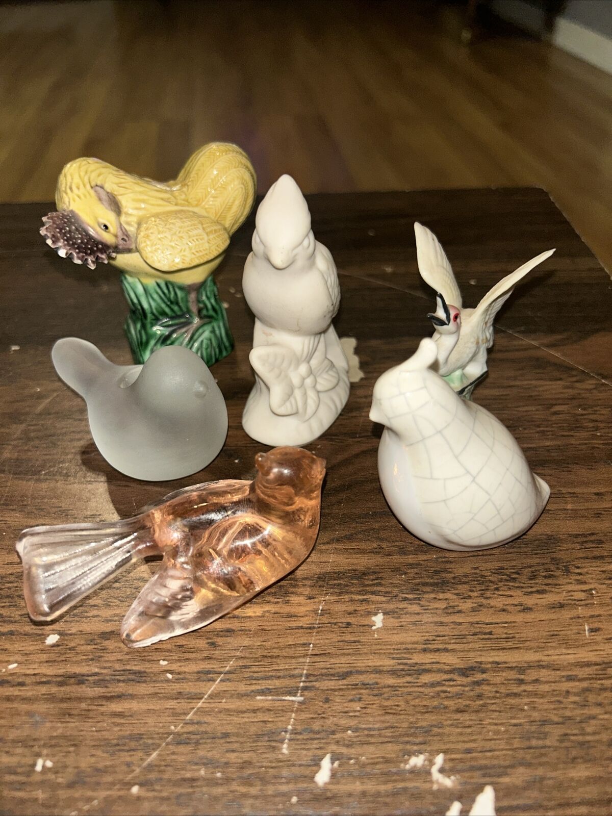 Mixed Lot of 5 Small Vintage Porcelain Ceramic Glass Birds