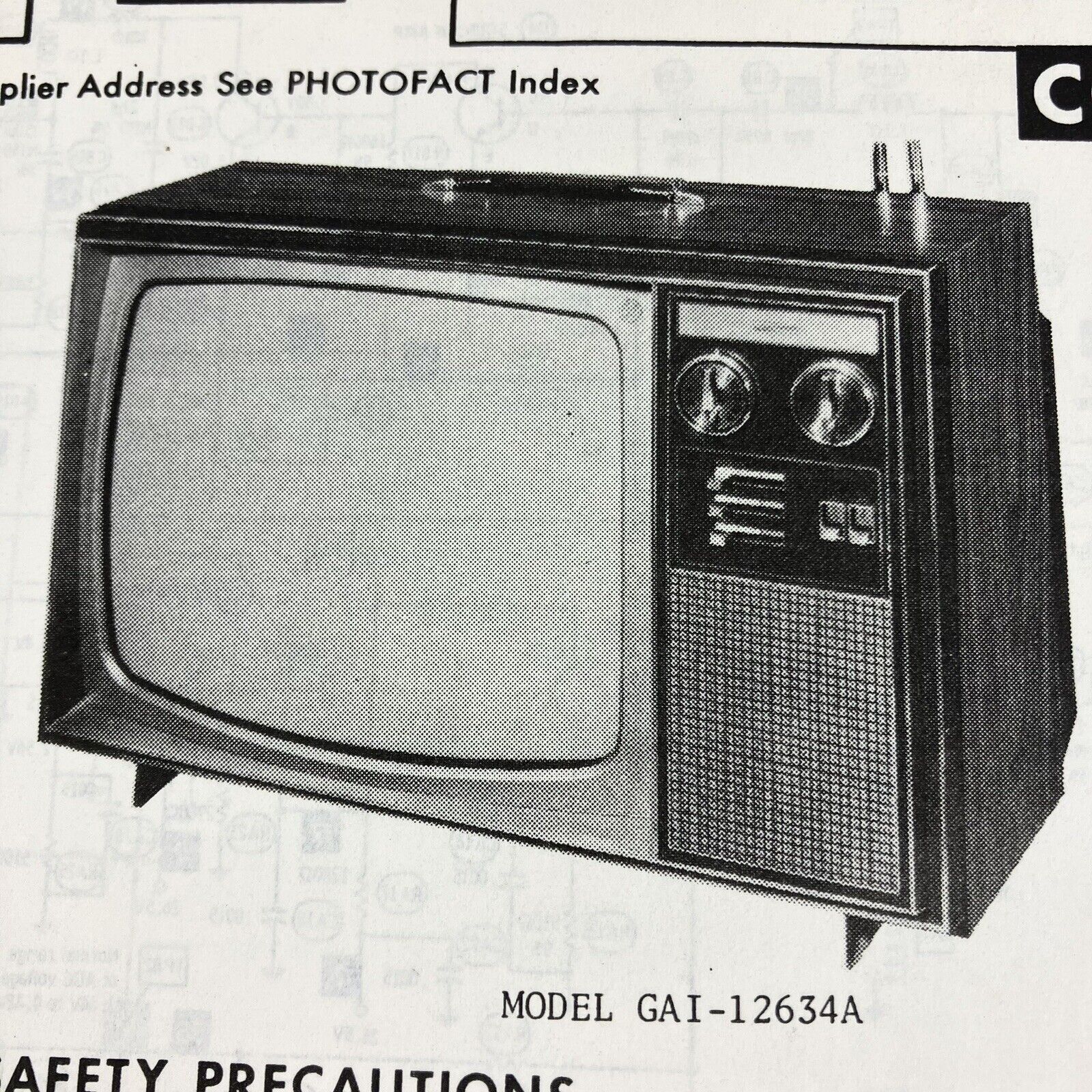 Vintage Original 1973 Wards TV GAI-12103A B 104A + Wire Schematic Service Manual
