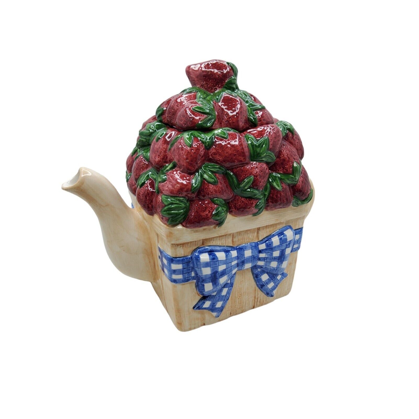 vintage cic peggy jo ackley basket of strawberries porcelain cookie jar