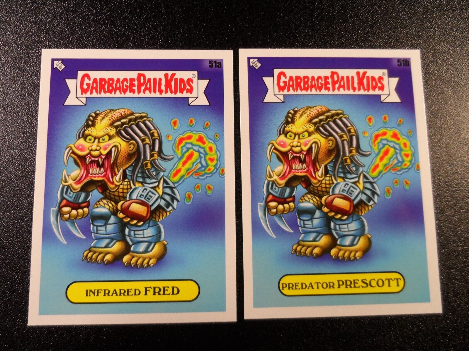 Predator Arnold Schwarzenegger Prey Spoof Garbage Pail Kids 2 Card