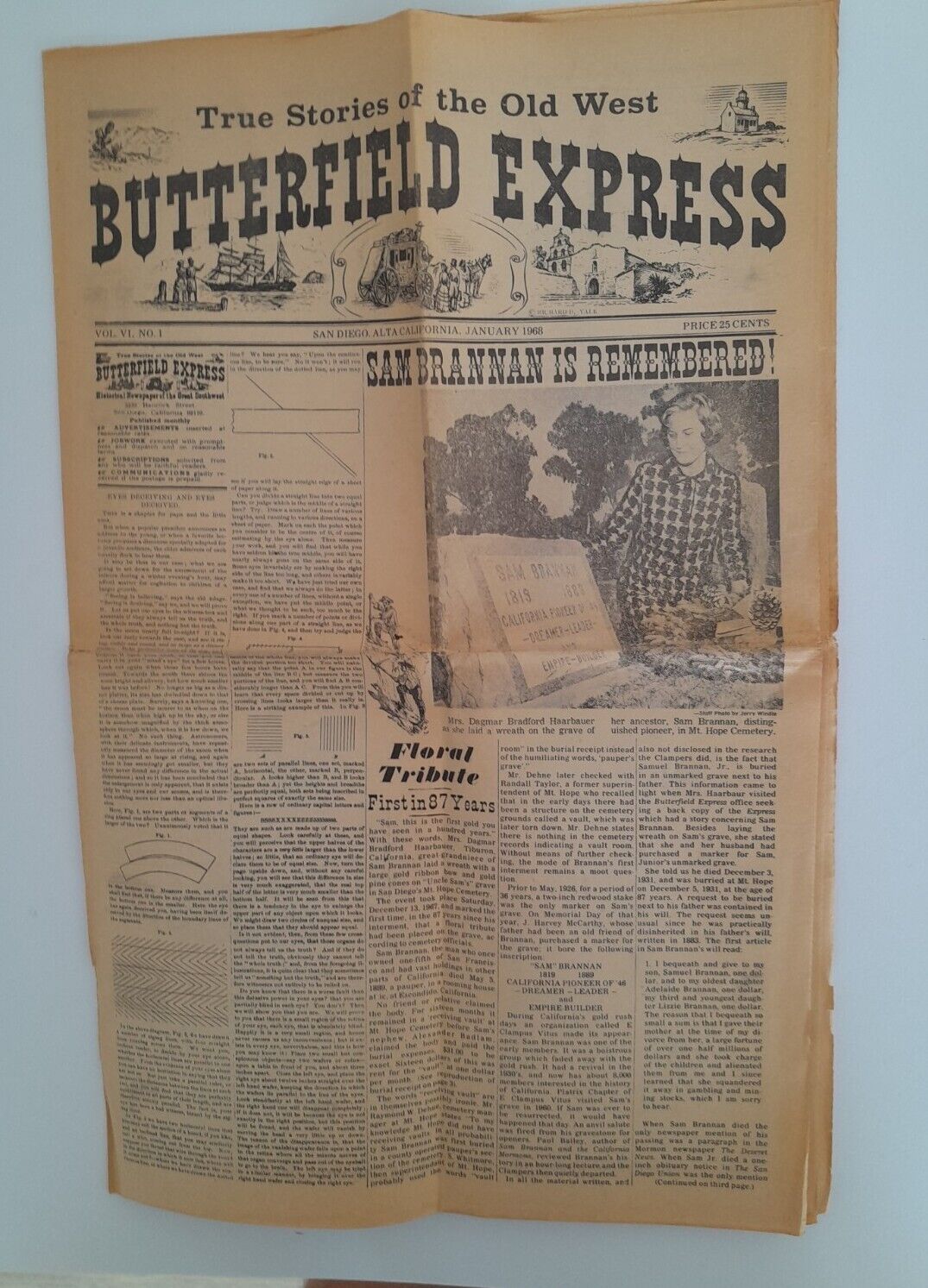 Butterfield Express True Stories Of The Old West In California January 1968. 