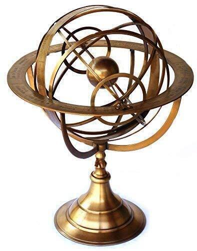 Antique Large Fully Brass Armillary Sphere Engraved Nautical Astrolabe - Rashi