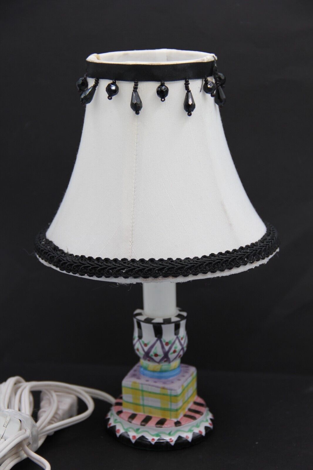 Vintage Mackenzie Childs Inspired Style Mini Table Lamp Whimsical