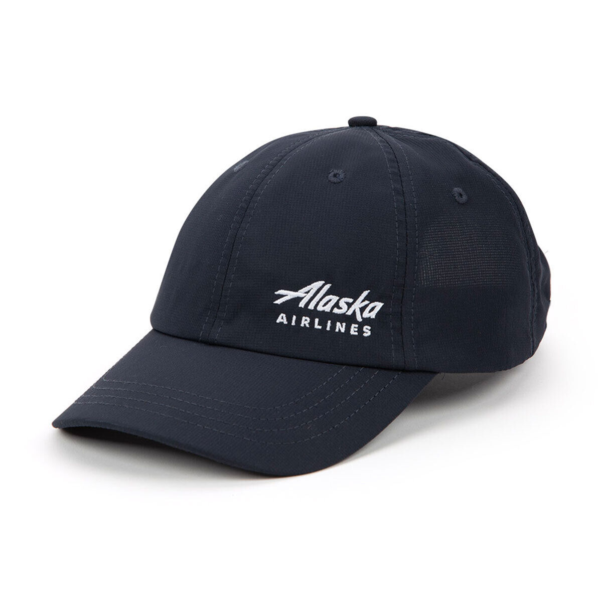 Alaska Airlines Navy White Embroidered Side Logo Adjustable Baseball Cap Hat New