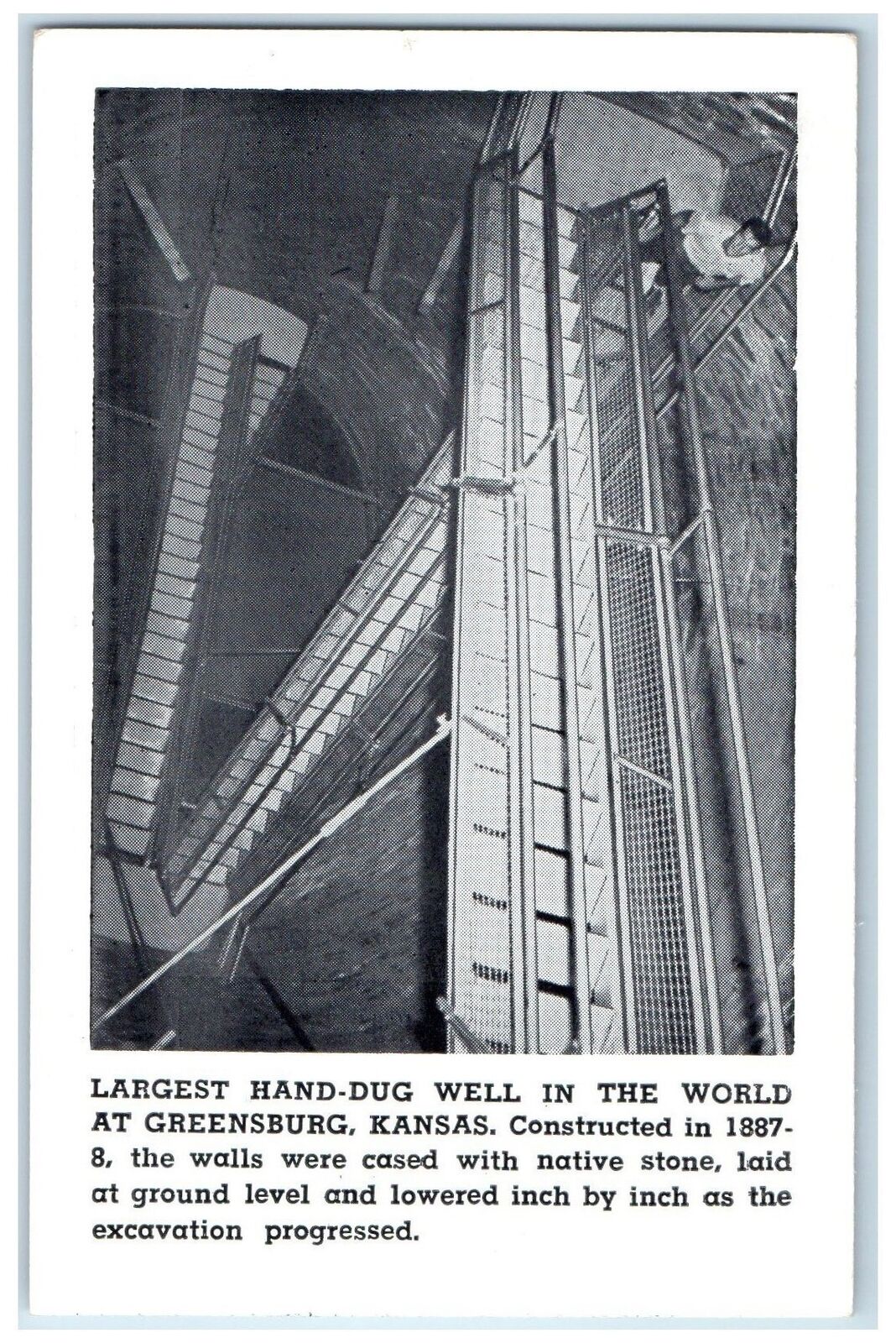 c1940s Largest Hand-Dug Well In The World Greensburg Kansas KS Unposted Postcard