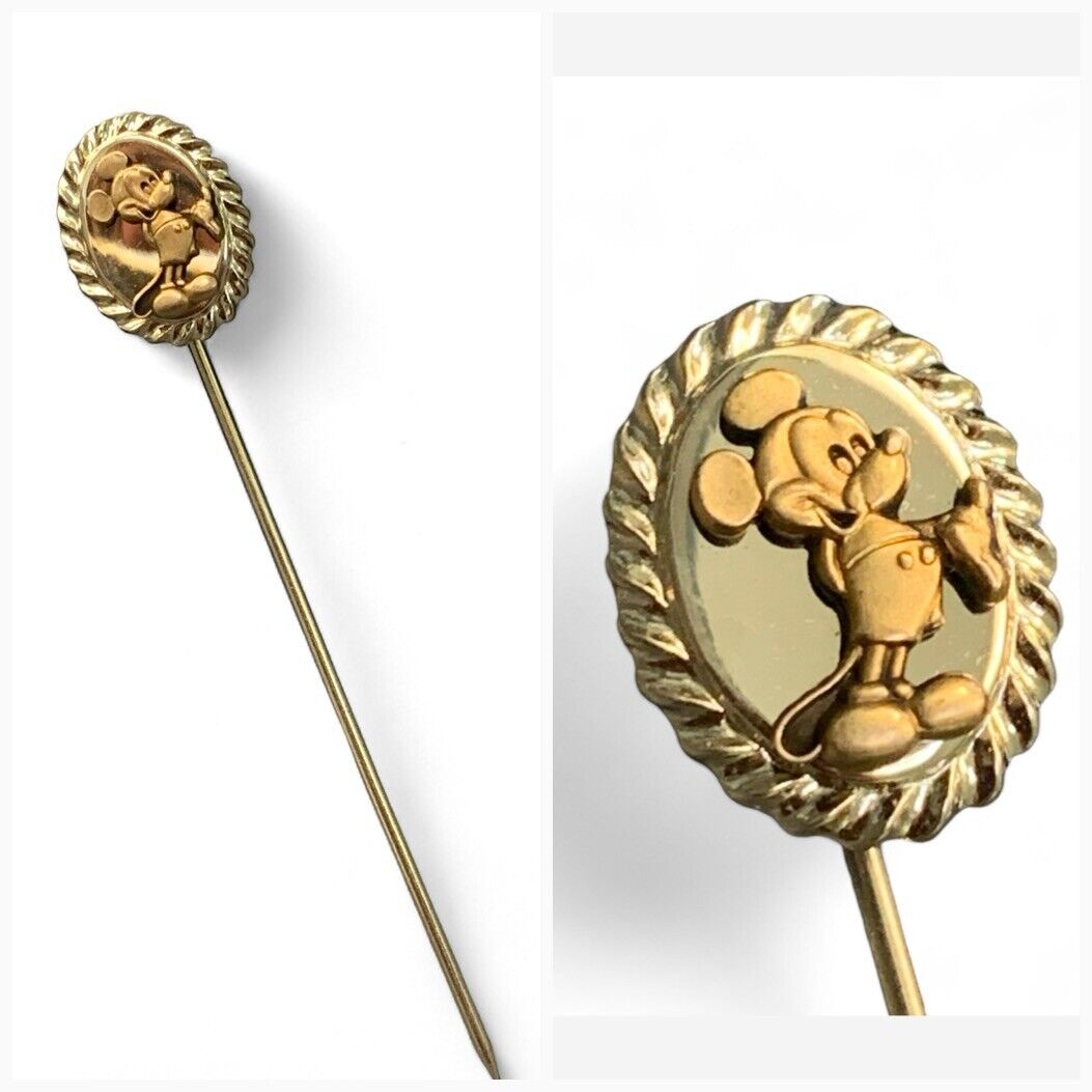 Vintage Walt Disney Productions  Mickey Mouse Silver Goldtone Stick Pin Mint