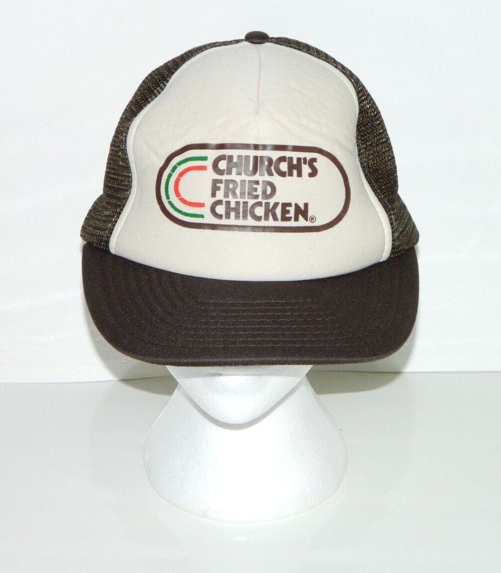 RARE Vintage Church’s Fried Chicken Restaurant Snapback Baseball Cap Cream 