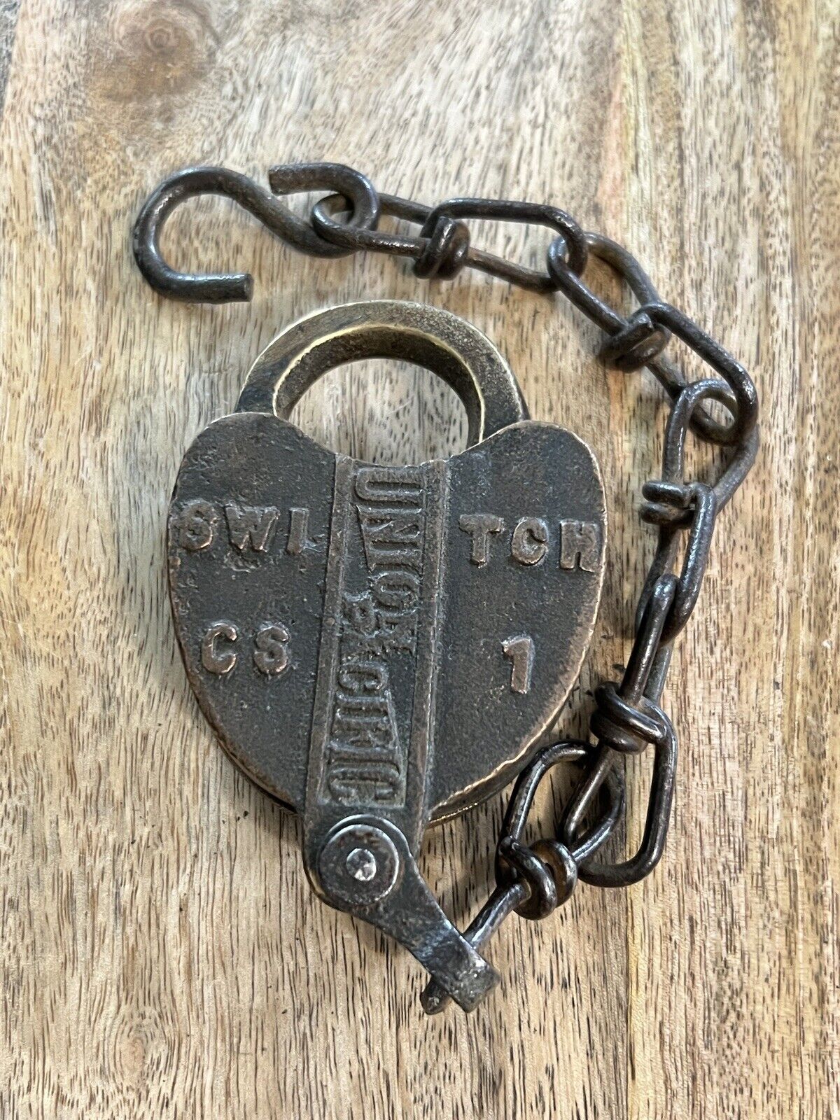 Vintage Union Pacific Heart Shape Brass Padlock Adlake Railway Switch Lock