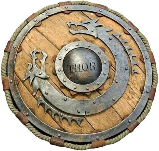 24 Inch Medieval Warrior Wooden Viking Shield Round Shield Dragon Face Viking