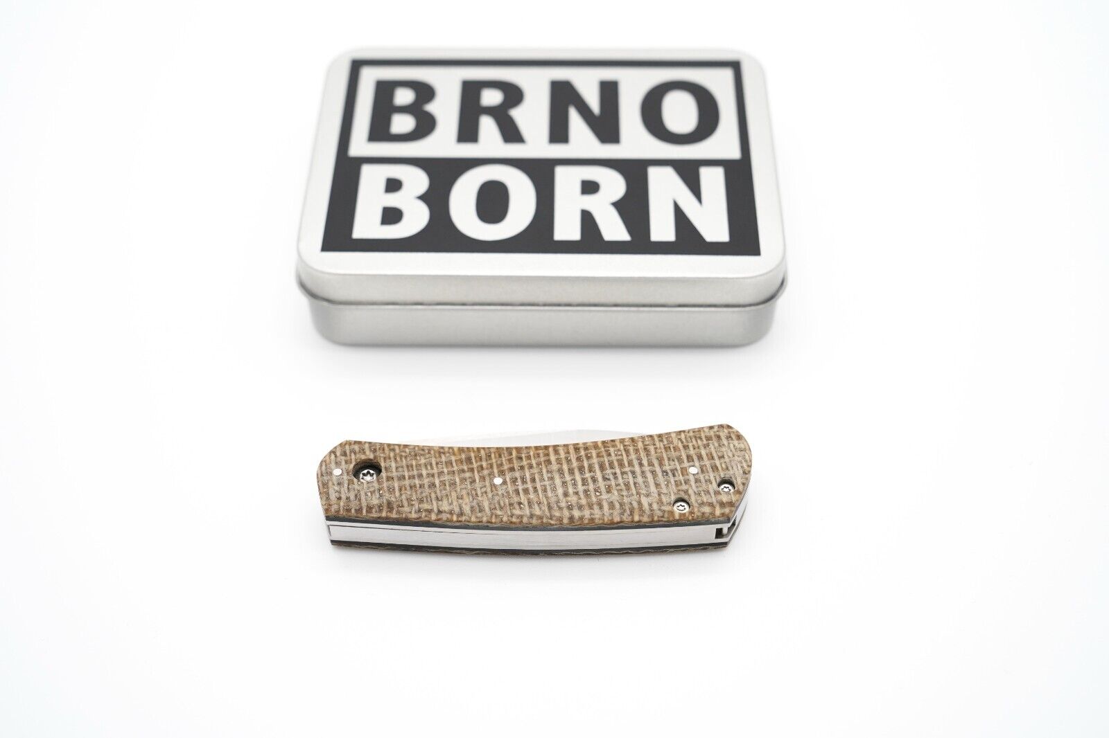 BRNO Born Boston Slip joint Urban EDC Excl., D2 steel, Burlap Micarta Scales
