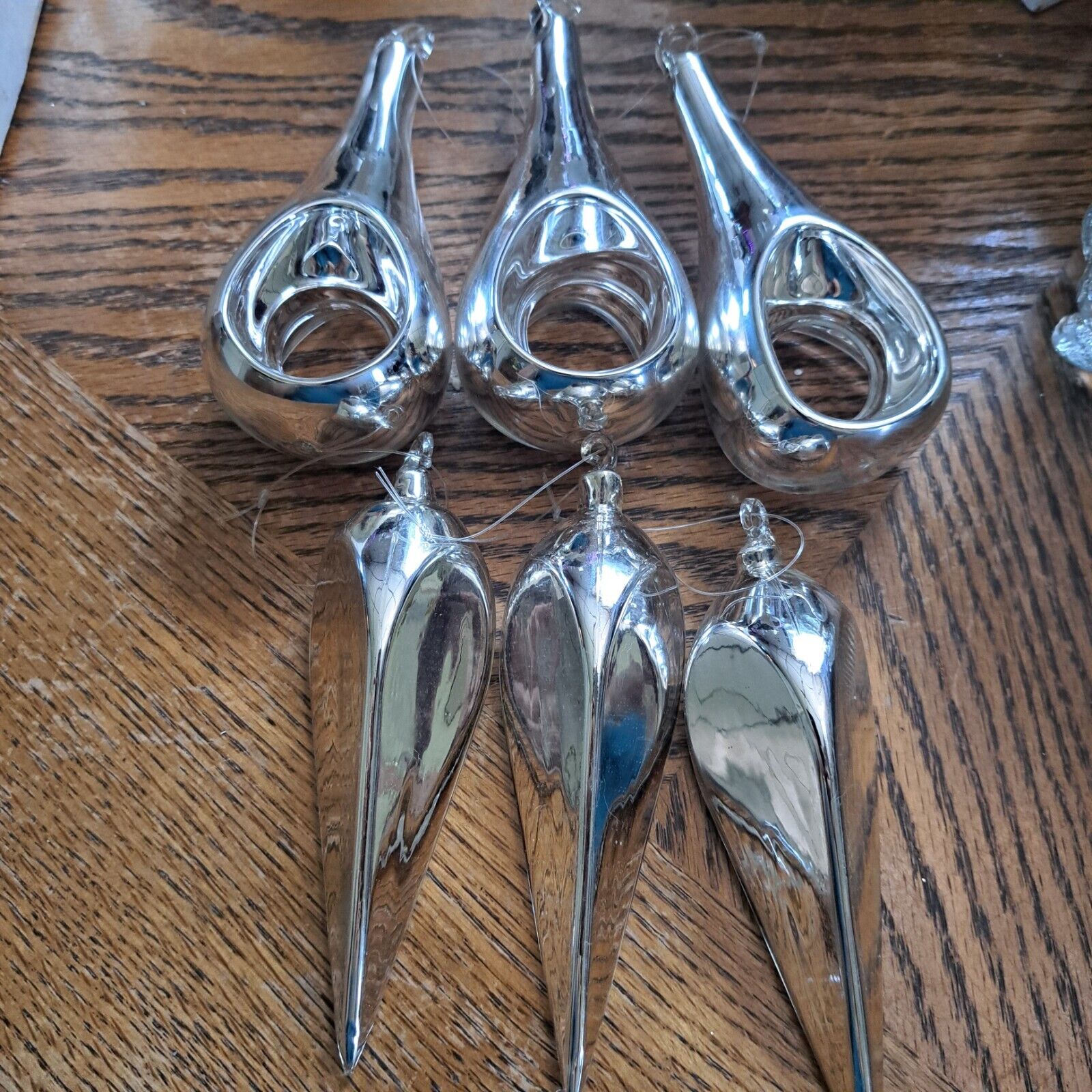 Silver Mercury Glass Ornaments Set of 6