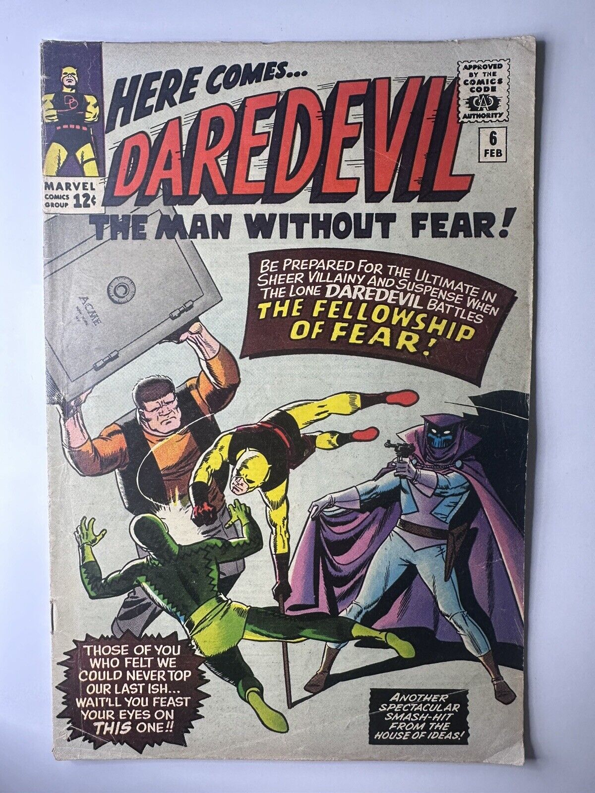 Daredevil #6 1965 Marvel Comics KEY 1ST MR. FEAR. LAST YELLOW SUIT