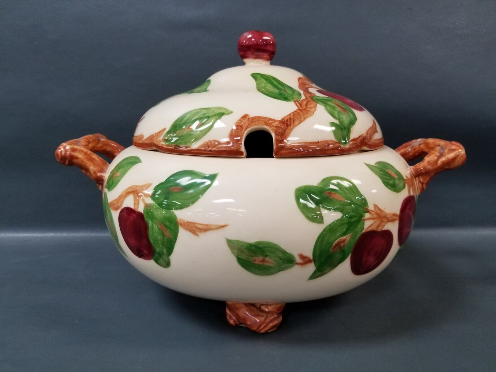 Vtg Franciscan Ware Apple Blossom Footed Soup Tureen W/ Handles No Ladle