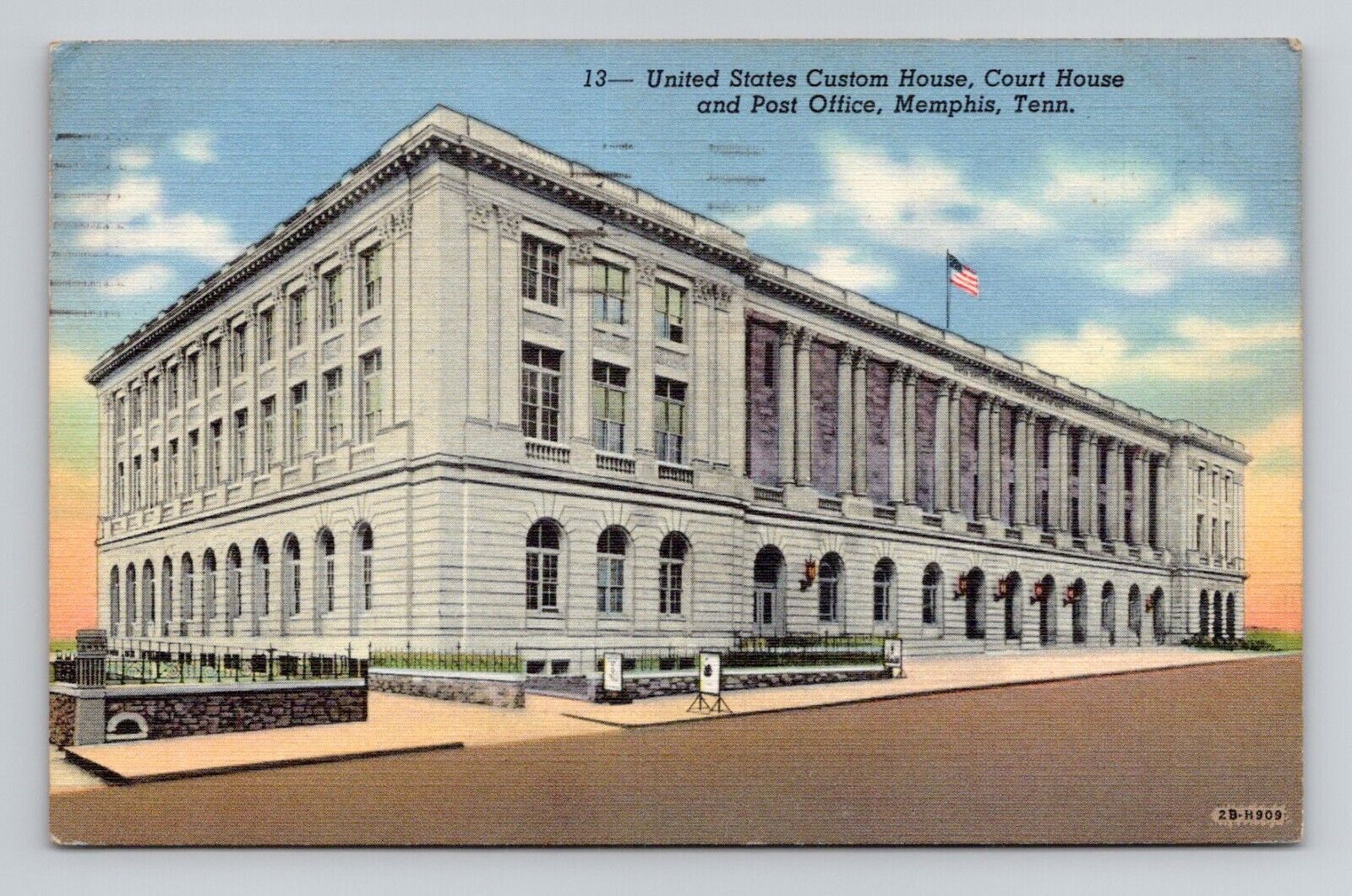 Postcard Court House & Post Office Memphis Tennessee TN, Vintage Linen F15