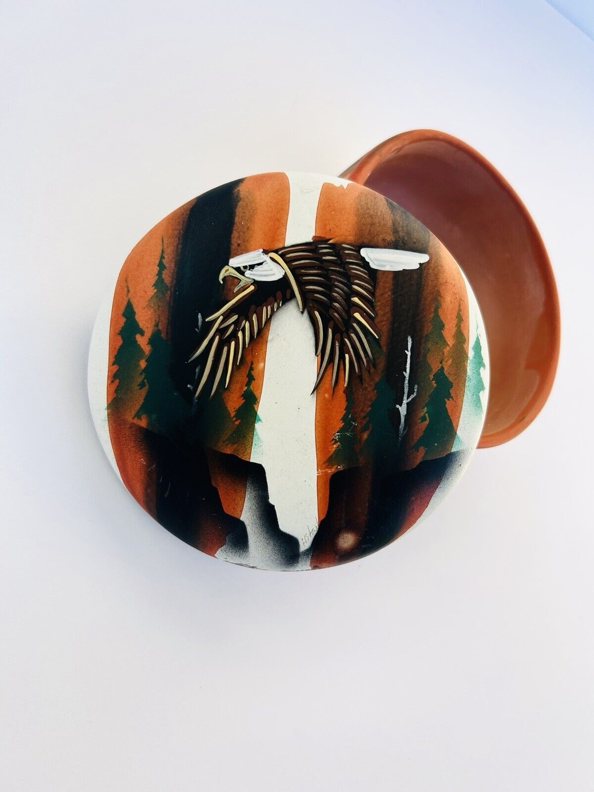 Vintage Native American Ceramic Pottery RW Adamson RWA Lidded Box 