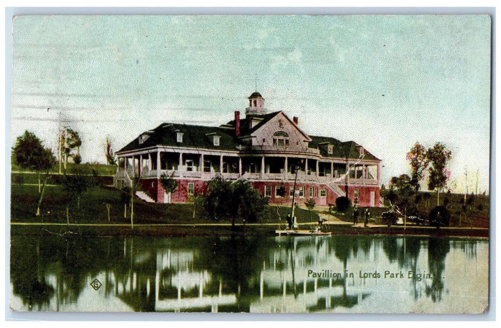 1908 Pavilion in Lords Park Elgin Illinois IL Antique Posted Postcard