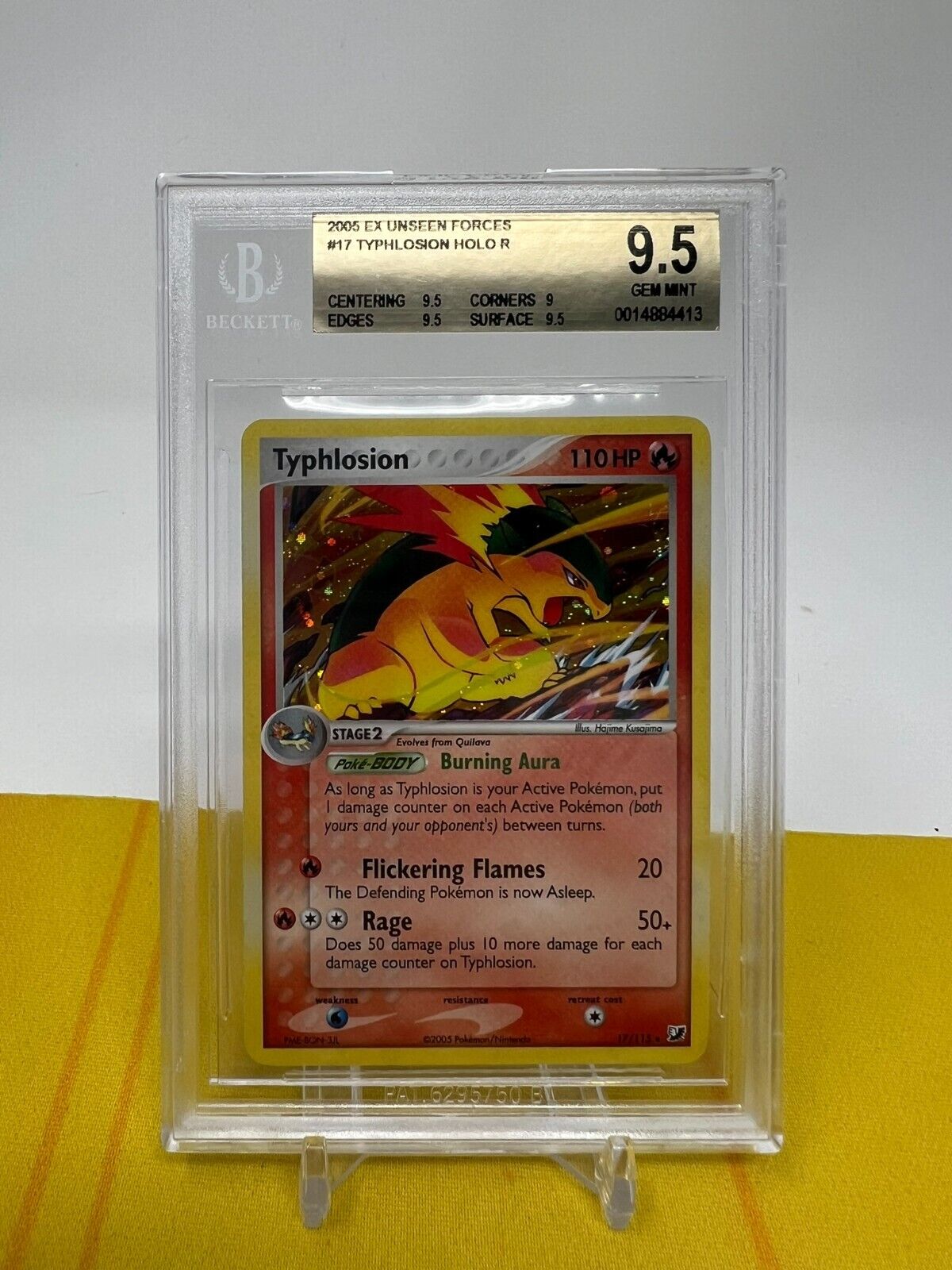 Pokemon TCG Beckett Graded 2005 unseen forces typhlosion holo BGS 9.5